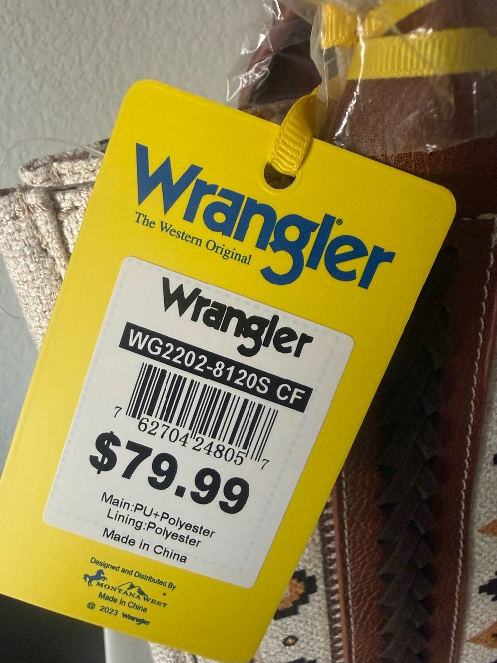 Wrangler Western Tote w/Dust Bag & Crossbody Guitar Strap-NWT!! 🌵 - Picture 4 of 10